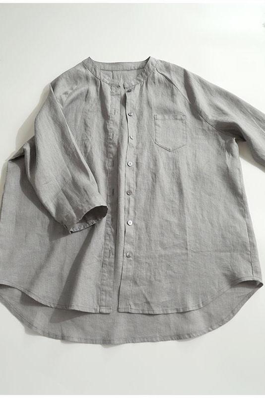 Simple Linen Blouse Tops