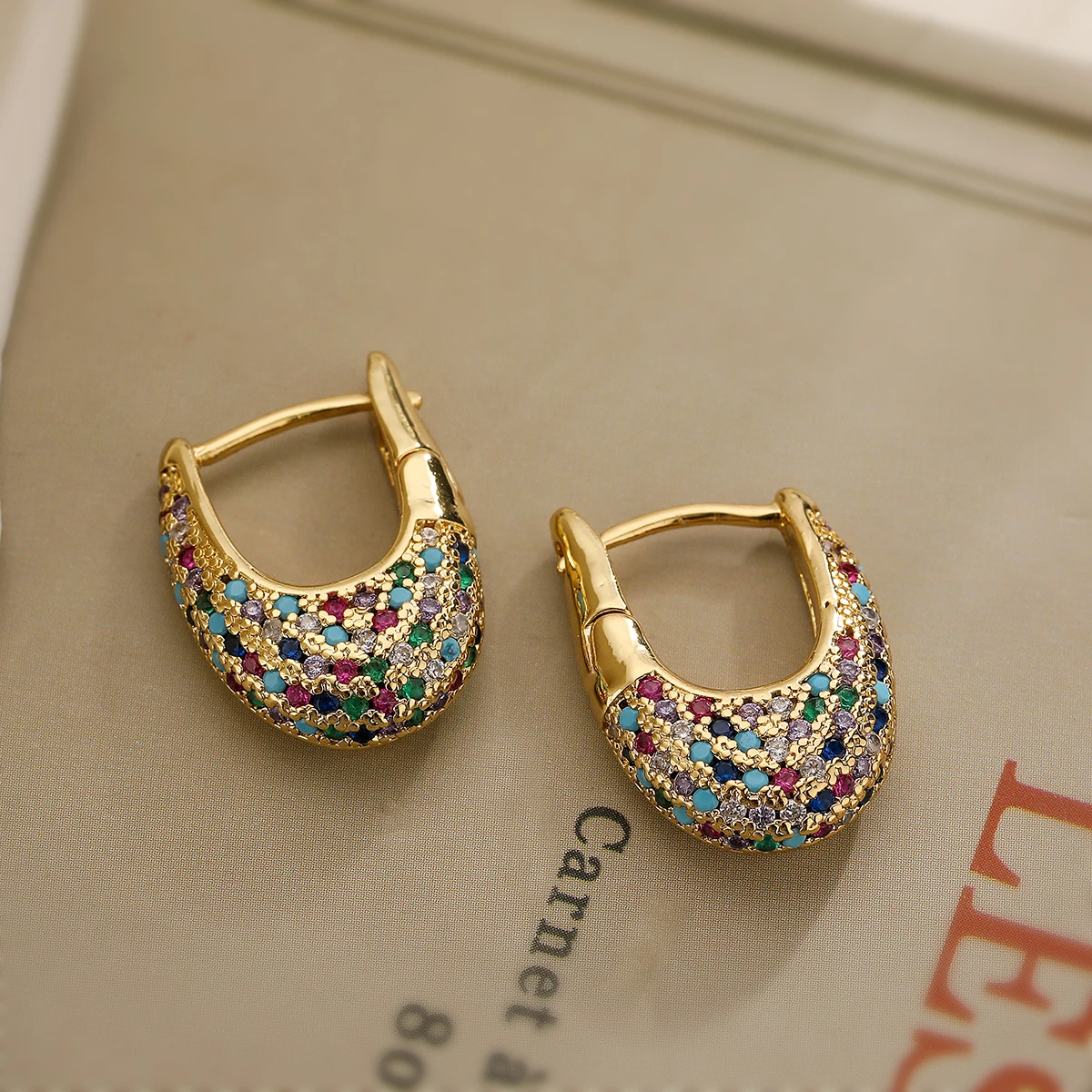 Colorful Inlaid Crystal Earrings