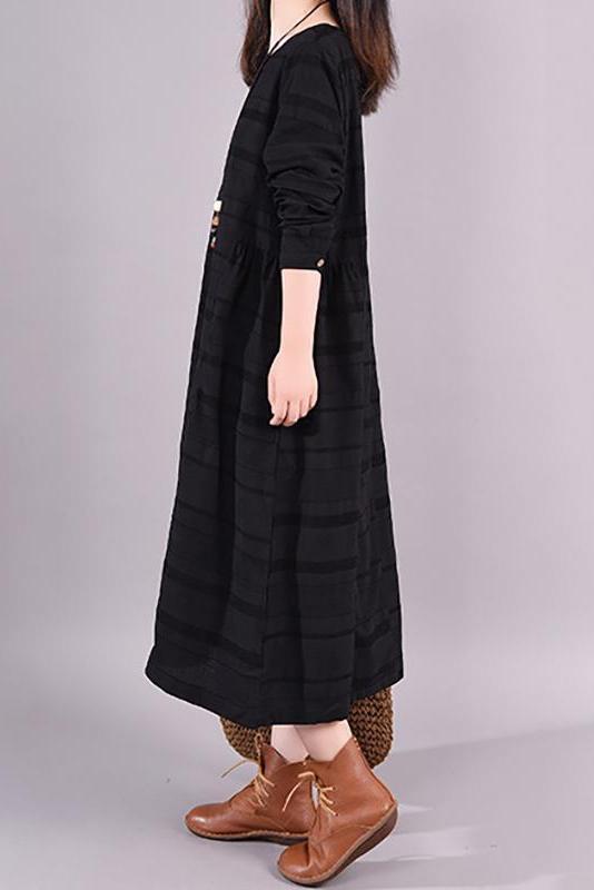Limited Stock- Lotstrends Round Neck Striped Loose Dress