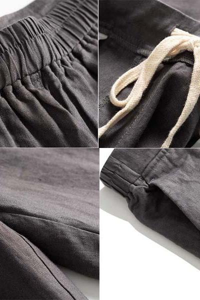 Loose Linen Pants Drawing Summer Trousers