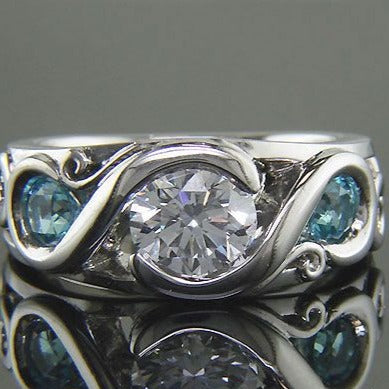 Zirconia Blue Silver Ring