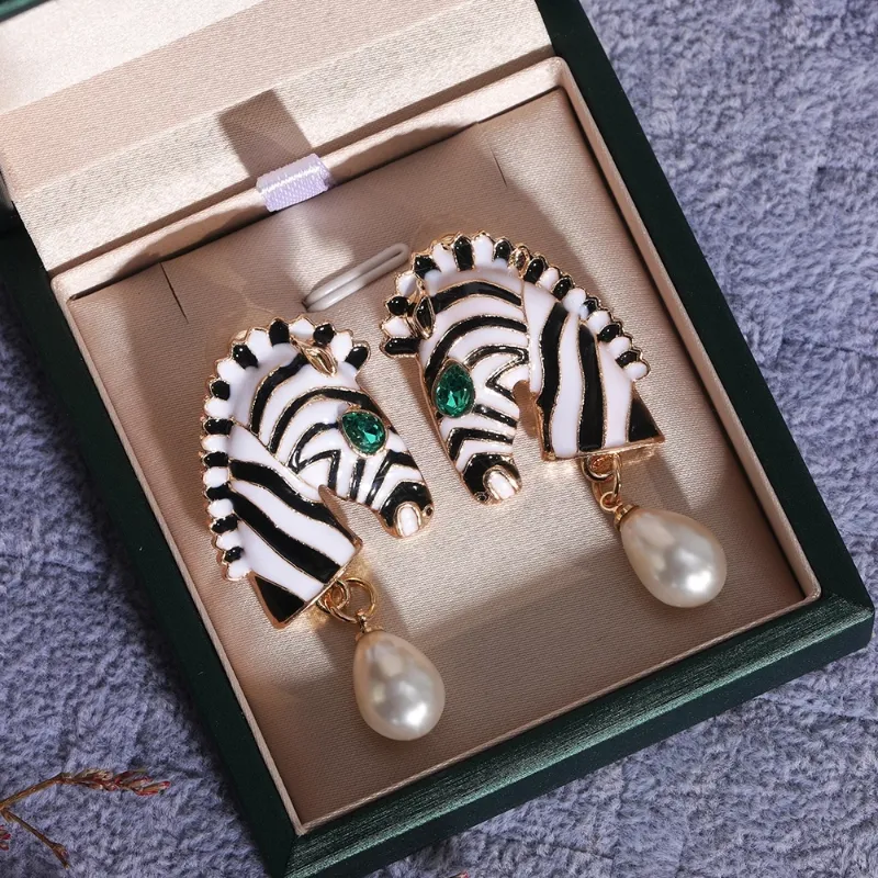 Zebra Pearl Earrings