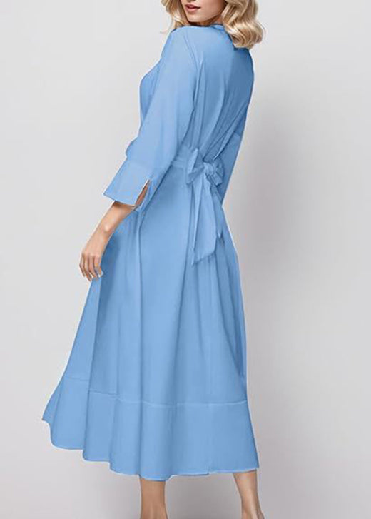 French Rose Peter Pan Collar Lace Up Cotton Dresses Fall