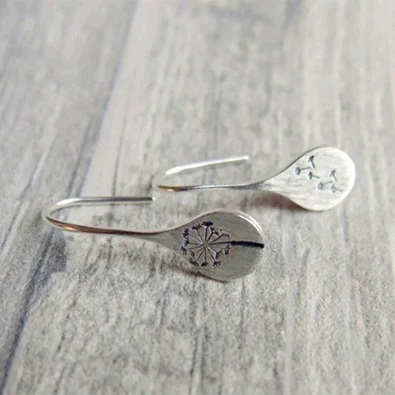 925 Sterling Silver Dandelion Leaf Earrings