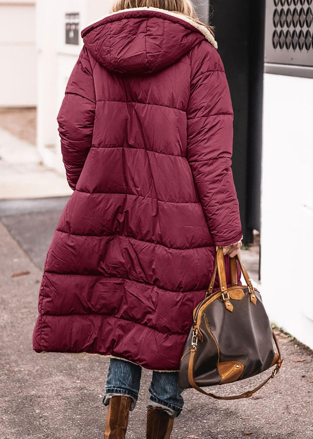 Mulberry Hooded Pockets Fleece Wool Lined Parka Winter