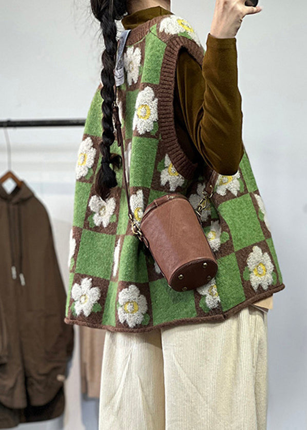 Green Oversized Knit Vests Winter
