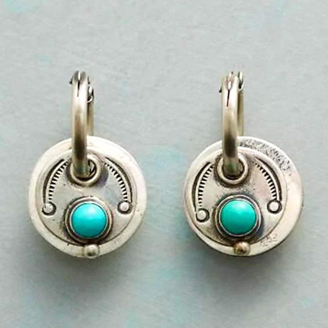Earrings With Turquoise Opal in Sterling Silver