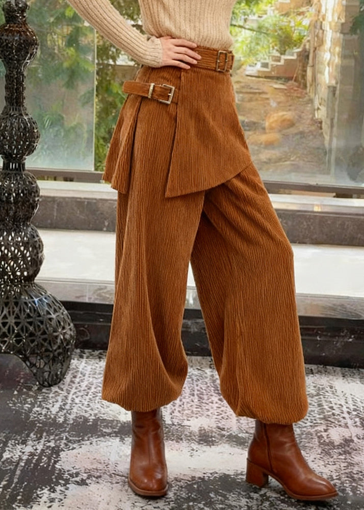 Modern Coffee Asymmetrical Corduroy Pants Winter