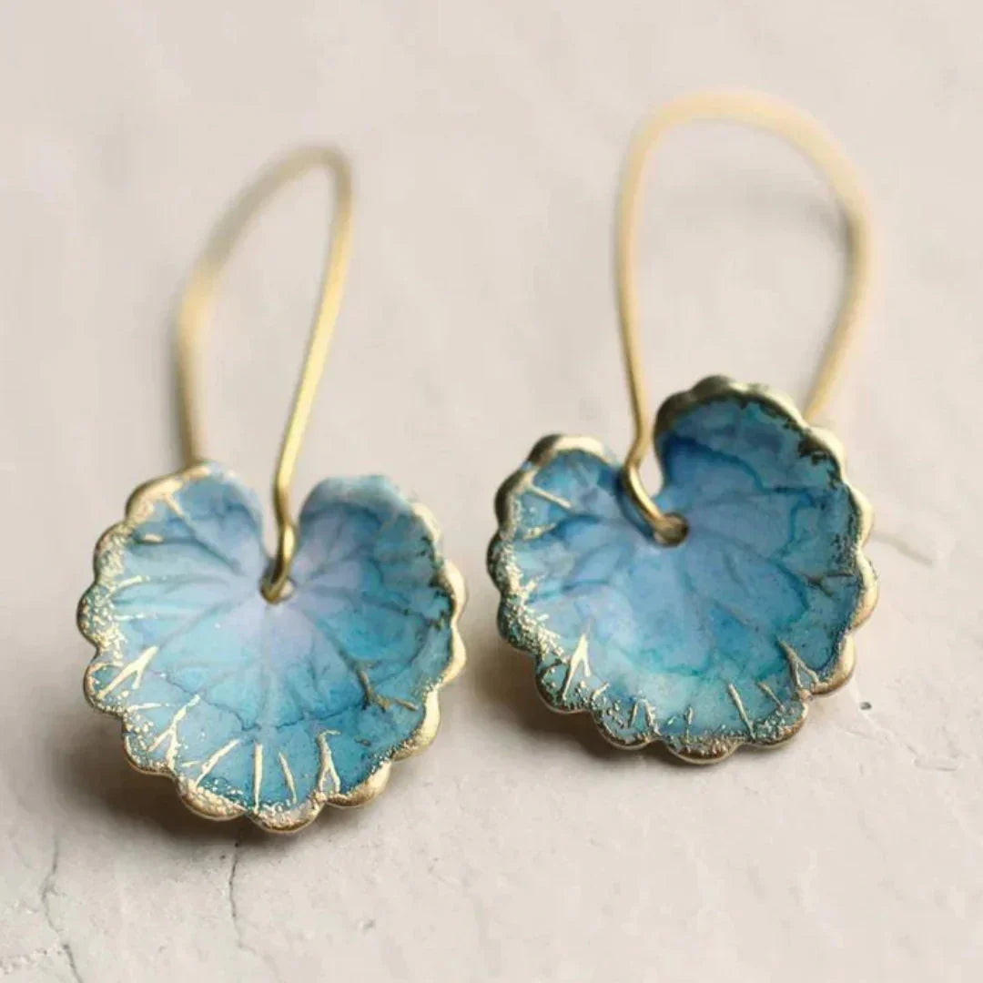 Blue Leaf Earrings
