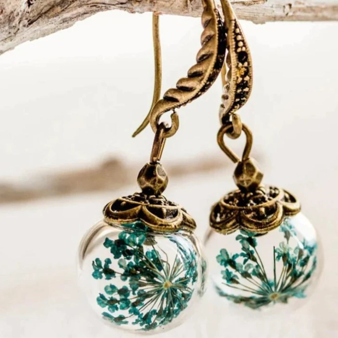 Aretes Vintage de la Naturaleza en Oro Antiguo