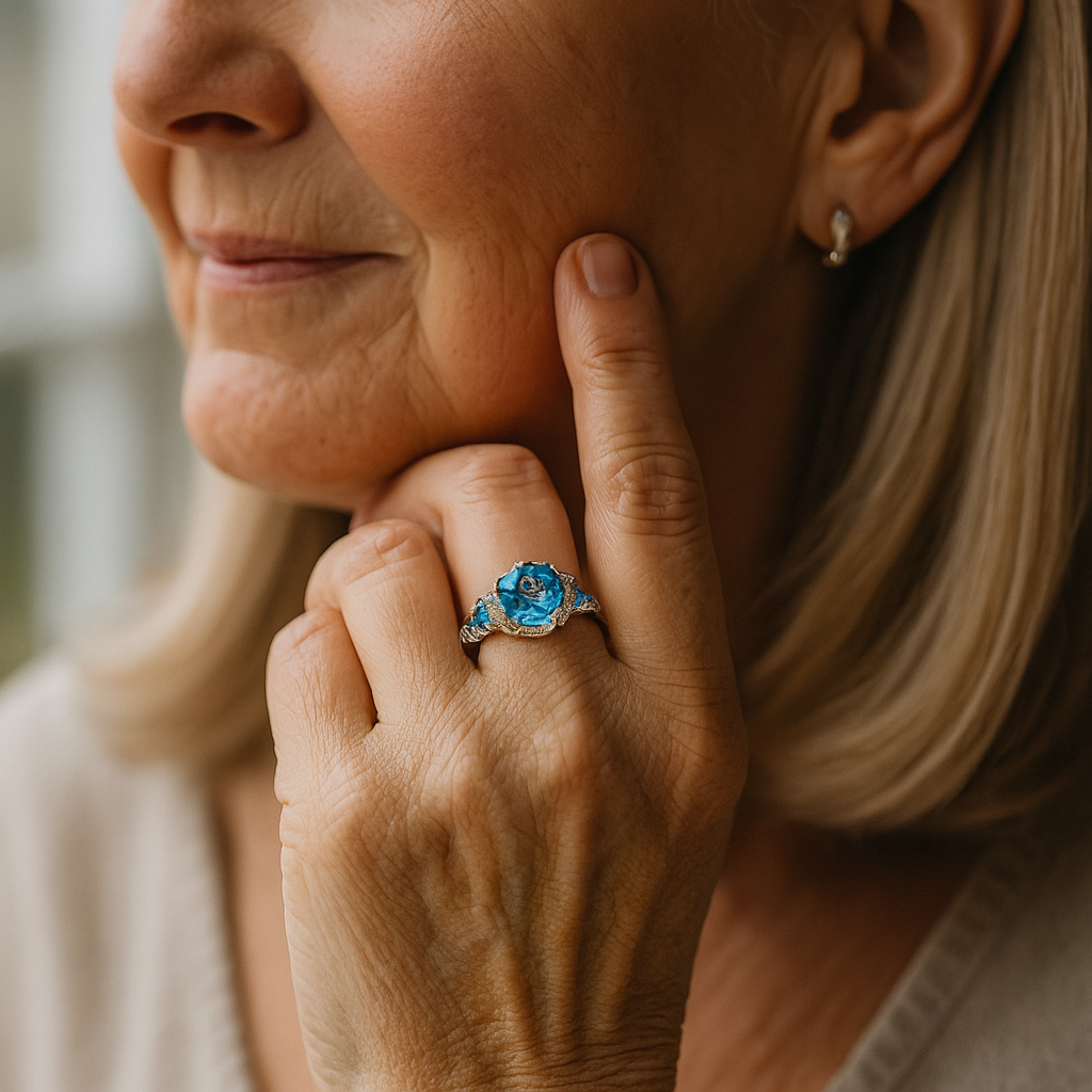 Luxe Silver Blue Crystal Ring