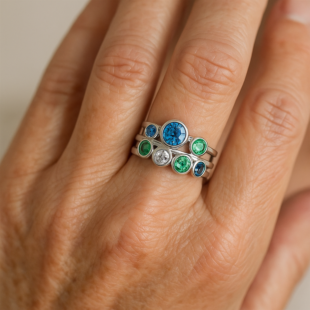 Blue Ring With Crystals