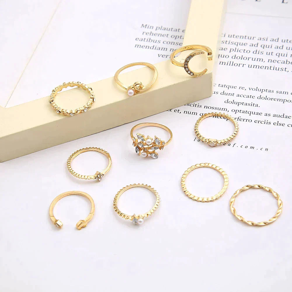 Silver & Gold Ring Stack — Set of 10