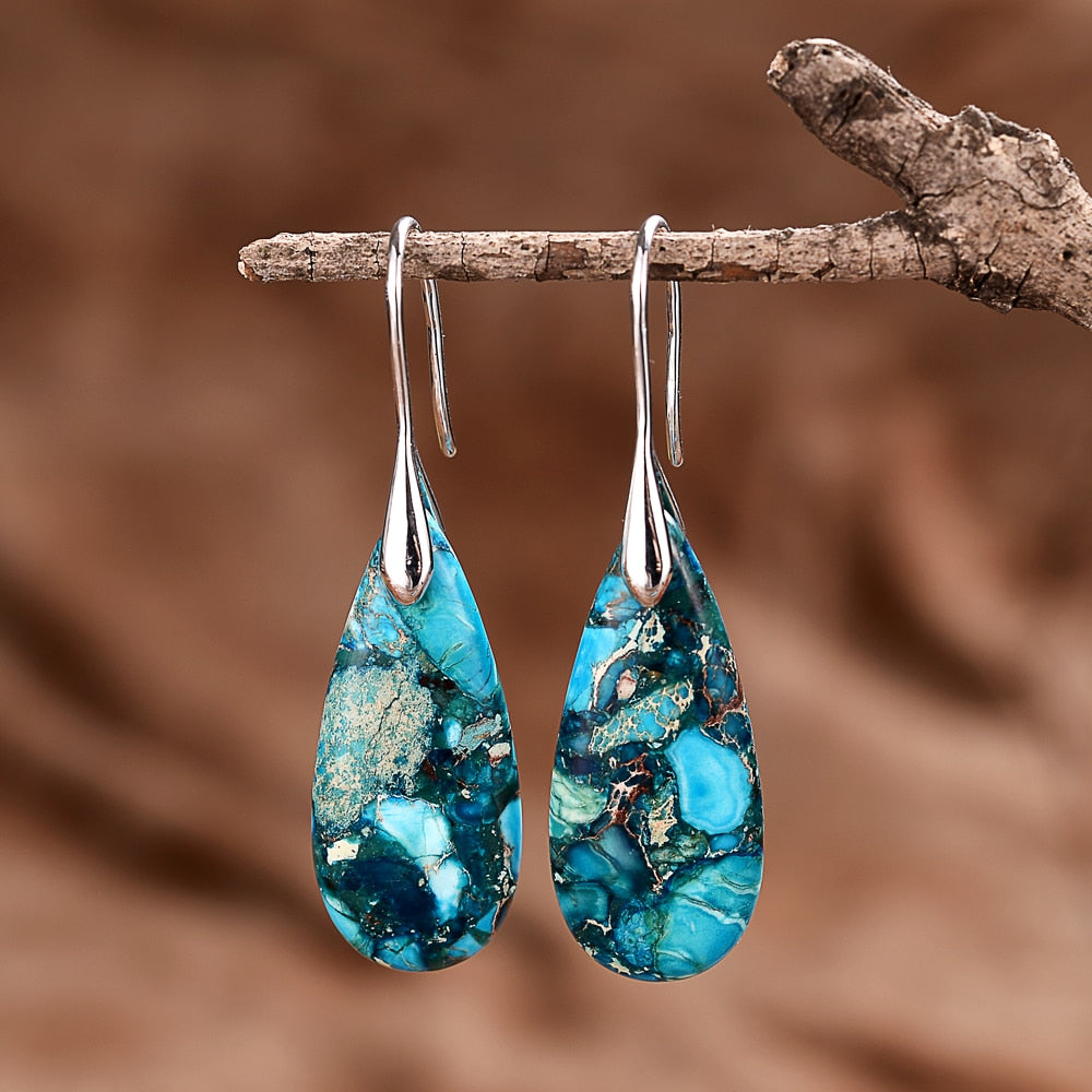 Pendientes de Piedra Regalita en Oro y Plata