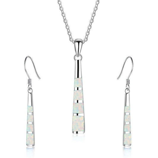 Conjunto Collar + Pendientes de Faro en Plata y Ópalo