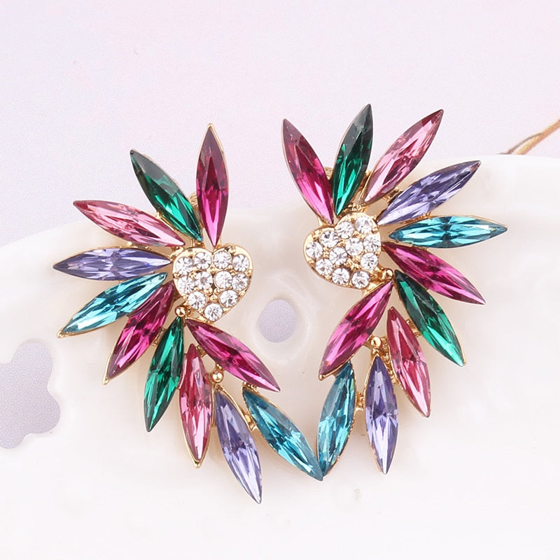 Pendientes Alas de Corazón en Brillantes multicolor