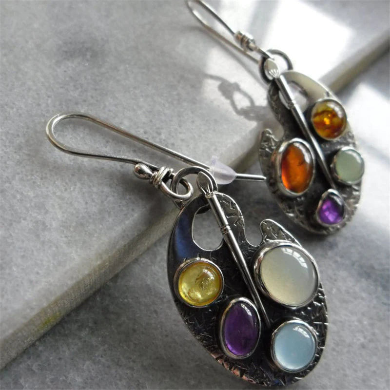 Pendientes Colgantes Piedra Multicolor