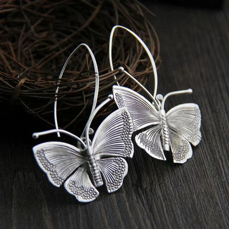 Aretes de Mariposa Vintage en Plata