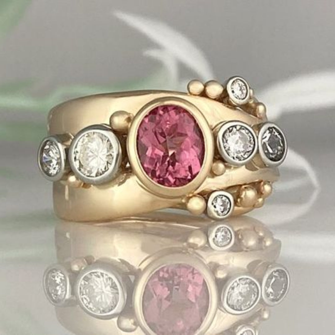 Red Zirconia Golden Ring