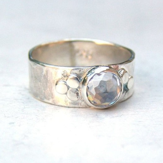 Inlaid Stone Silver Ring