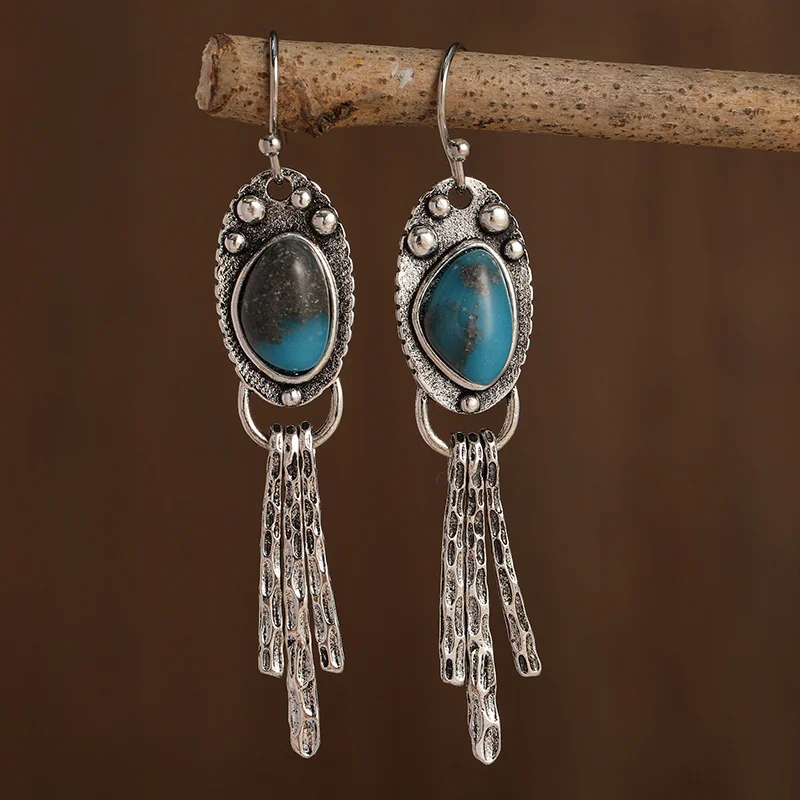 Blue Stone Dangling Earrings