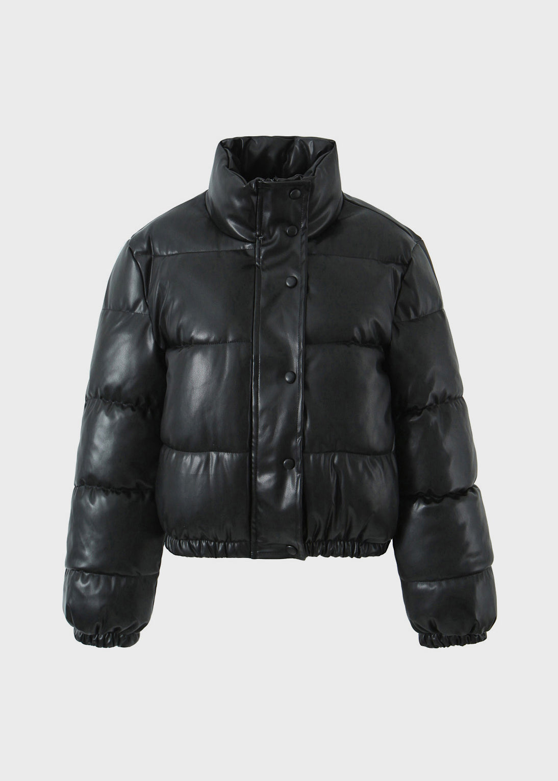 Black Zip Up Fine Cotton Filled Short Witner Coats