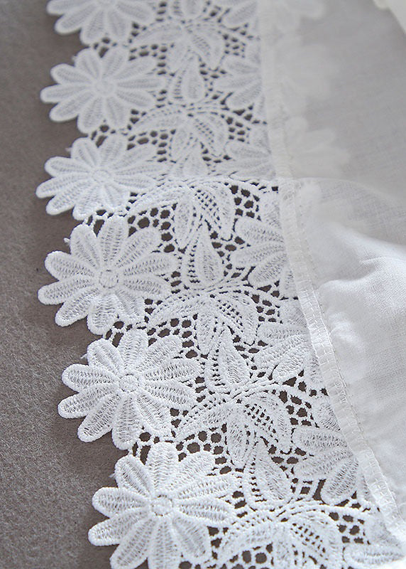 White Button Hollow Out Lace Patchwork Shirt Bracelet Sleeve