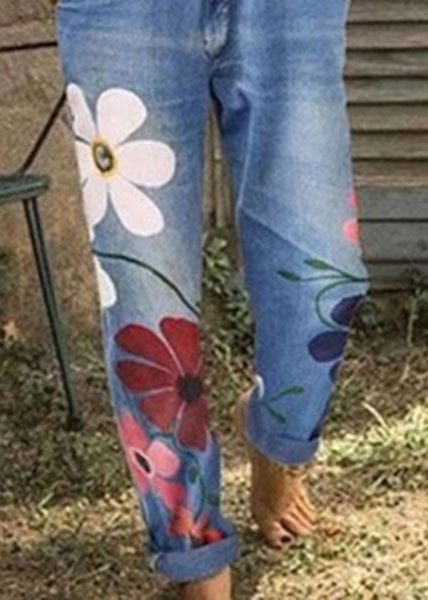 Sunflower Print Denim Jumpsuit