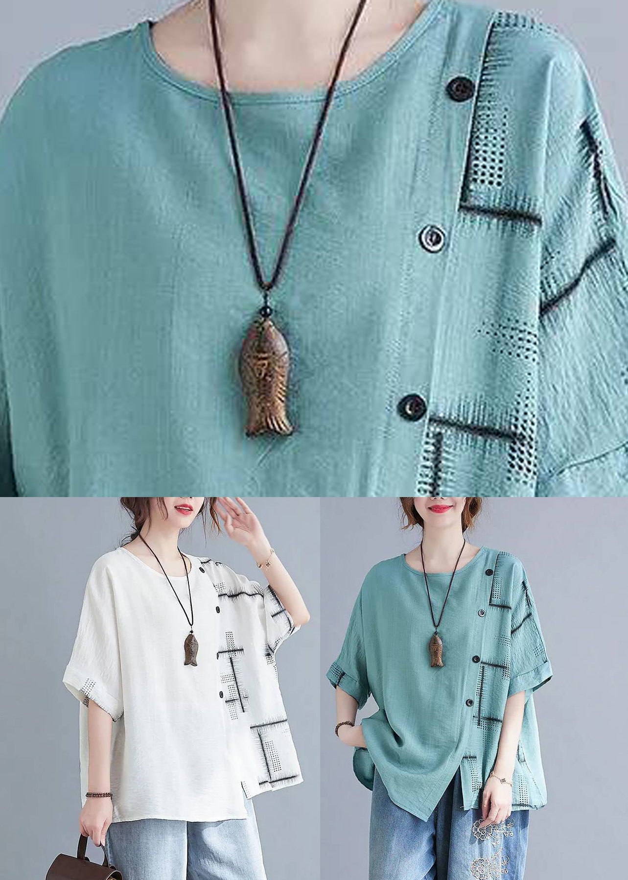 White O-neck Loose Top Short Sleeve