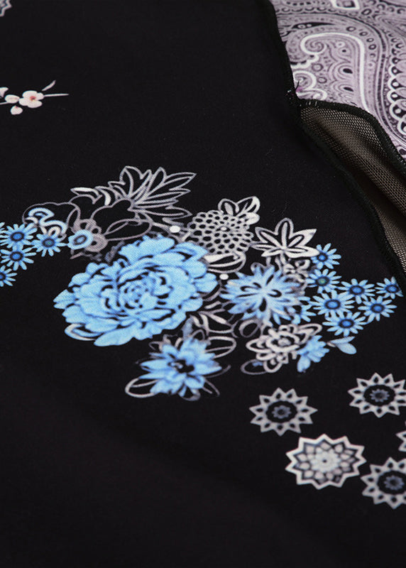 Black Print Patchwork Cotton Skirts Summer