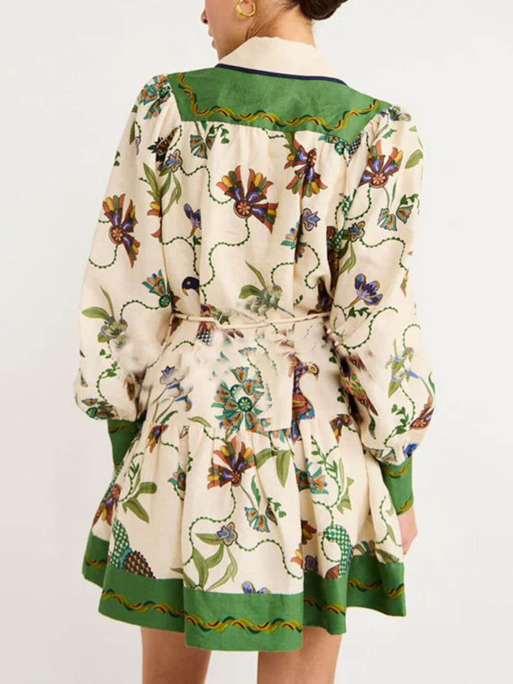 Match Balloon Sleeve Shirt Mini Dress