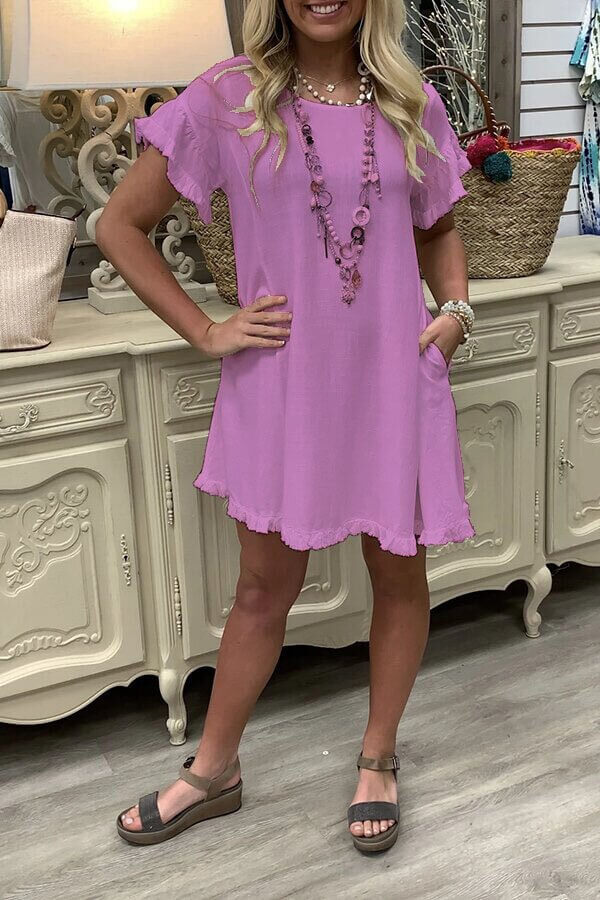 Cotton Linen Short Sleeve Dress