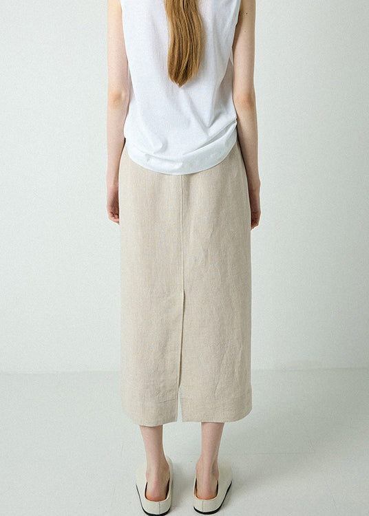 Pockets Drawstring Elastic Waist Linen Skirts Spring