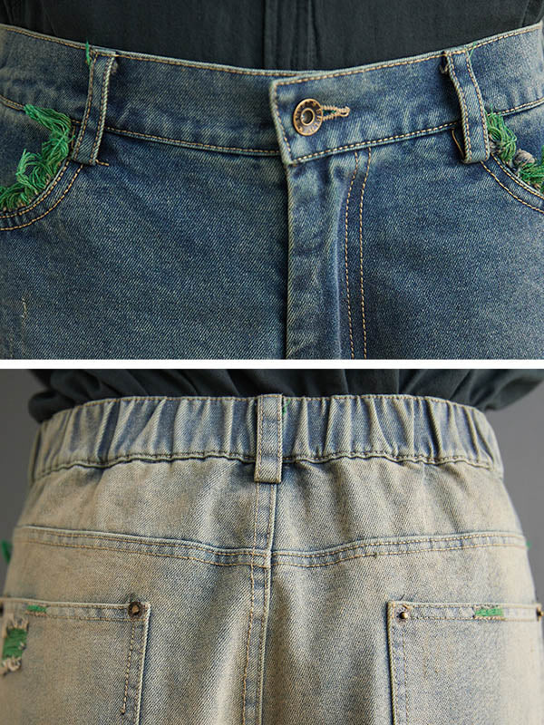 Original Split-joint Column Wide Leg Denim Pants