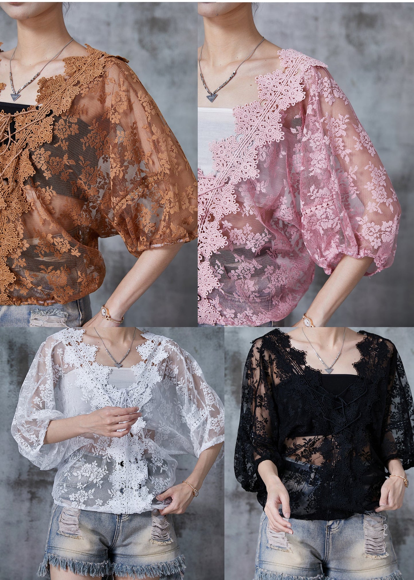 Simple White V Neck Lace Upf 50+ Shirts Summer