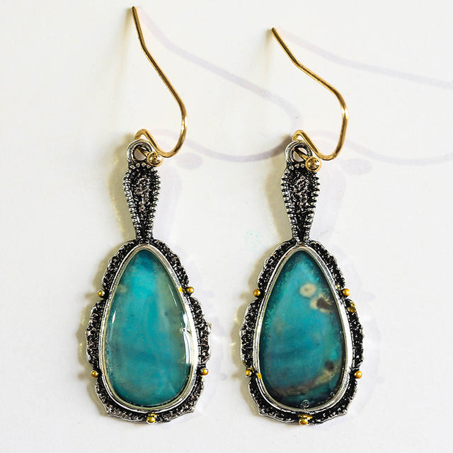 Rounded Turquoise Stone Earrings