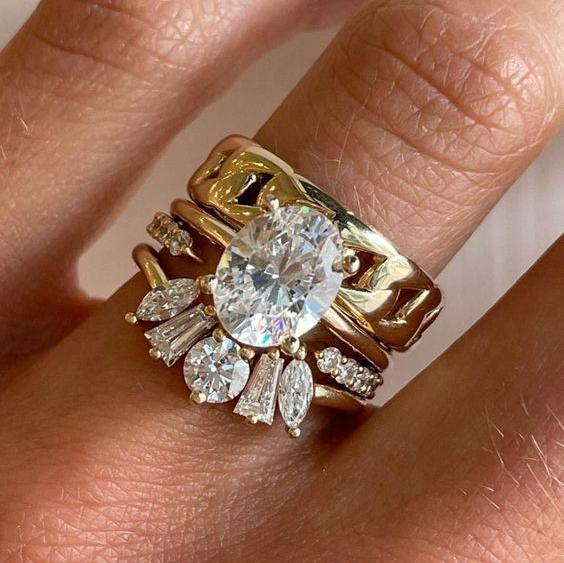 Golden Zirconia Ring Set