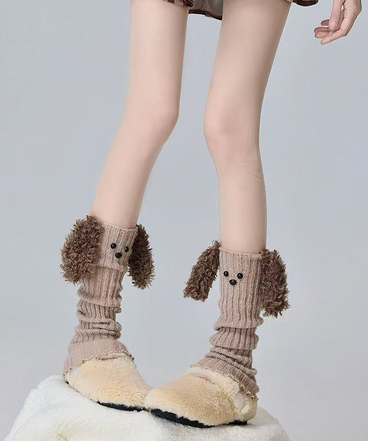 Cartoon Coffee Fuzzy Fur Knit Sock Covers
