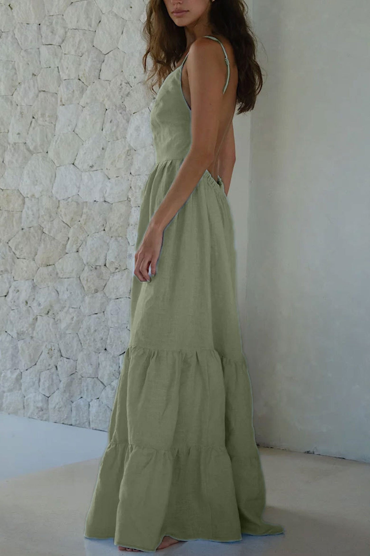 Tie-back Tiered Cotton Cami Dress