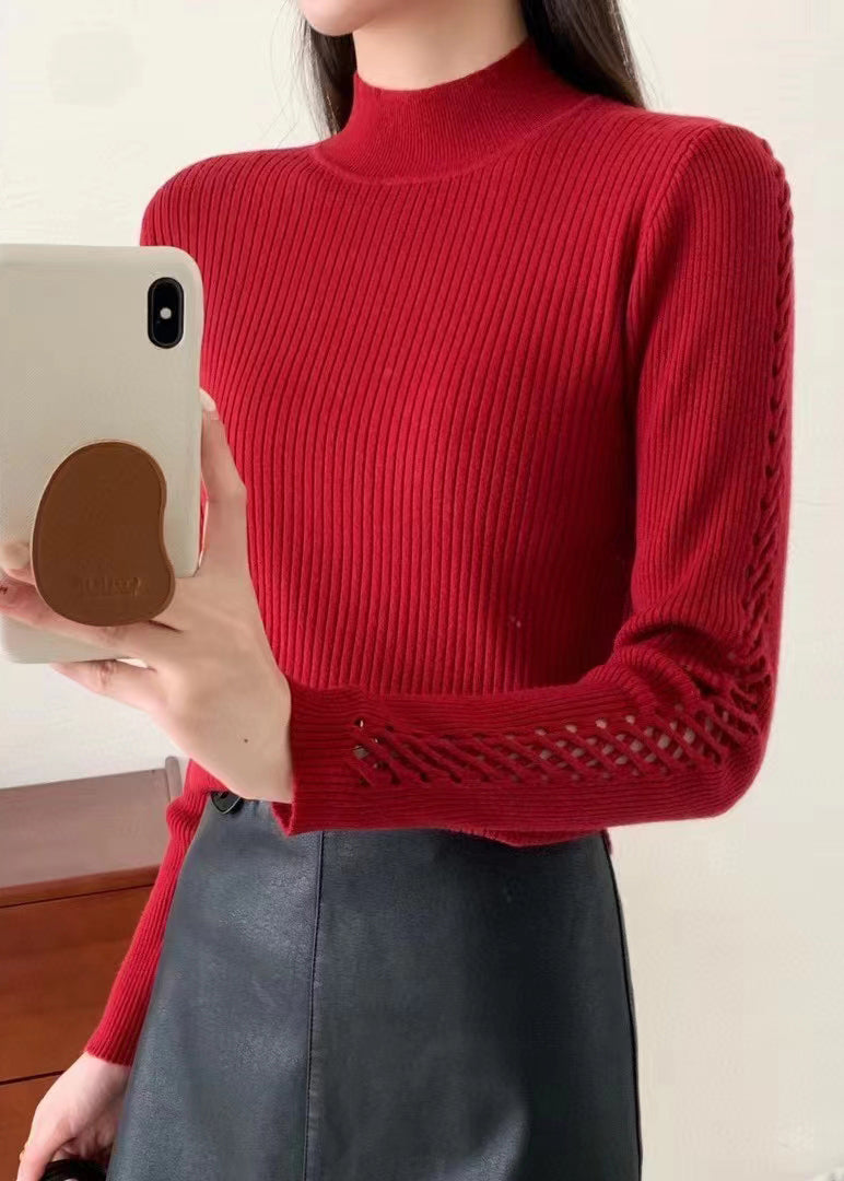 Yellow Hollow Out Knit Sweater Fall