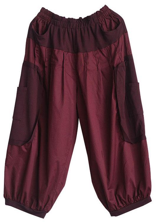 Classy Mulberry Pockets Patchwork Lantern Pants Fall