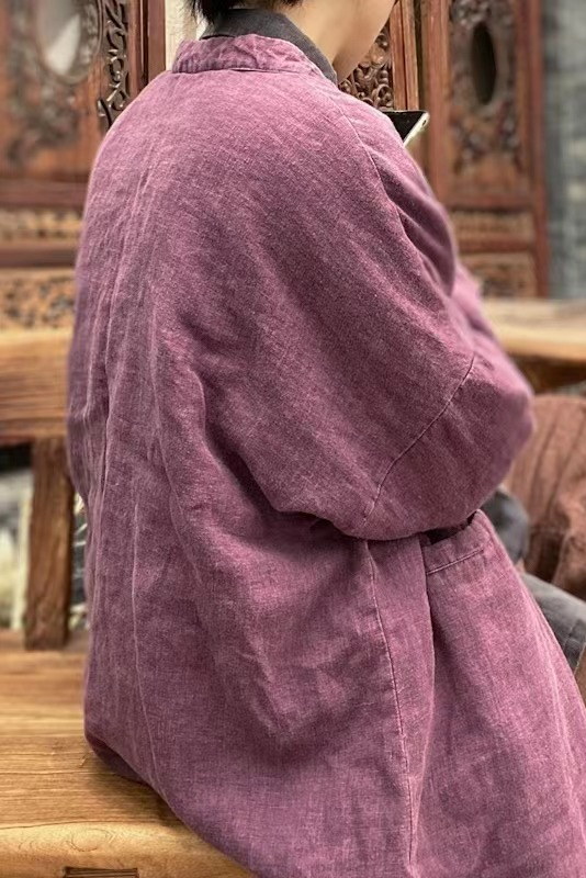 Purple Distressed Linen Cotton Jacket