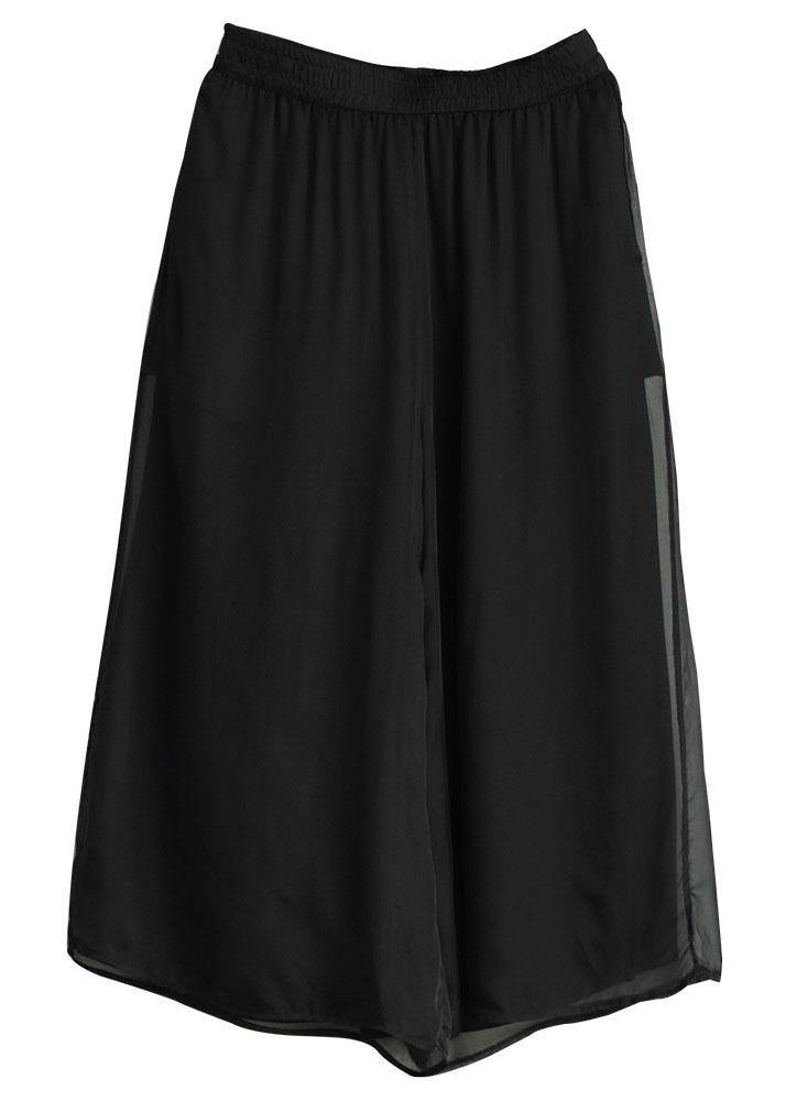 Handmade Yellow Elastic Waist Retro Wide Leg Crop Pants
