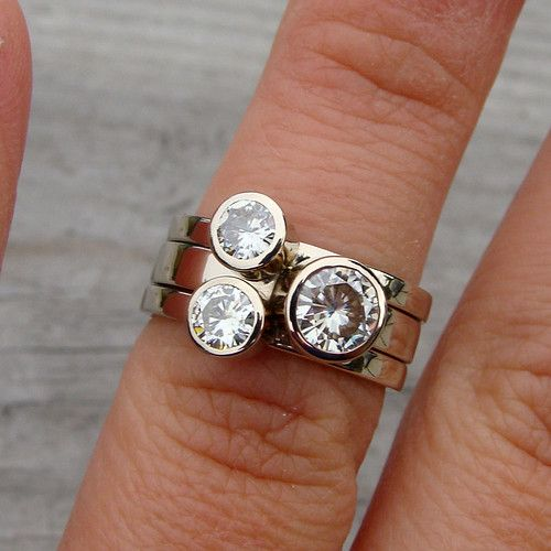 Layered Zirconia Silver Ring