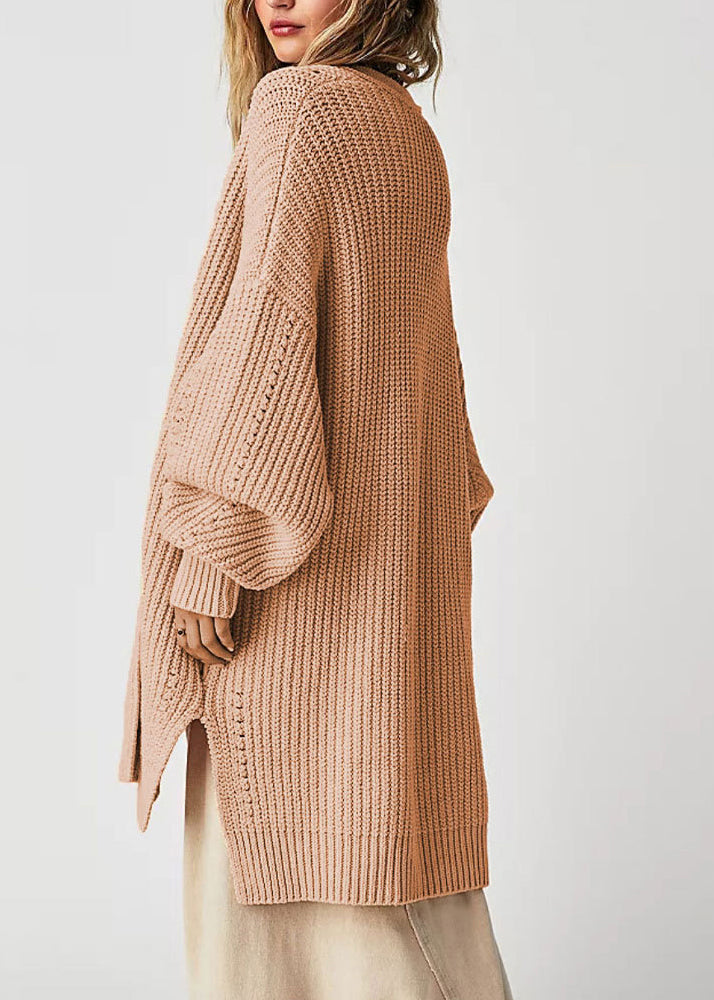 Pink V Neck Knit Cardigans Fall