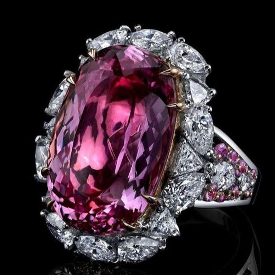 Pink Bright Silver Ring