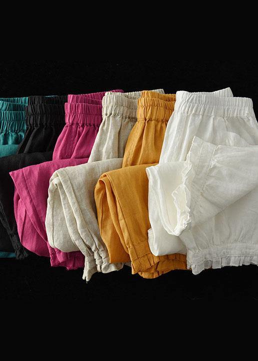 White Pockets Harem Summer Pants Linen