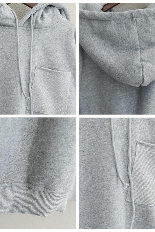 Loose Hoodie Brushed Cotton Fleece Warm Tops