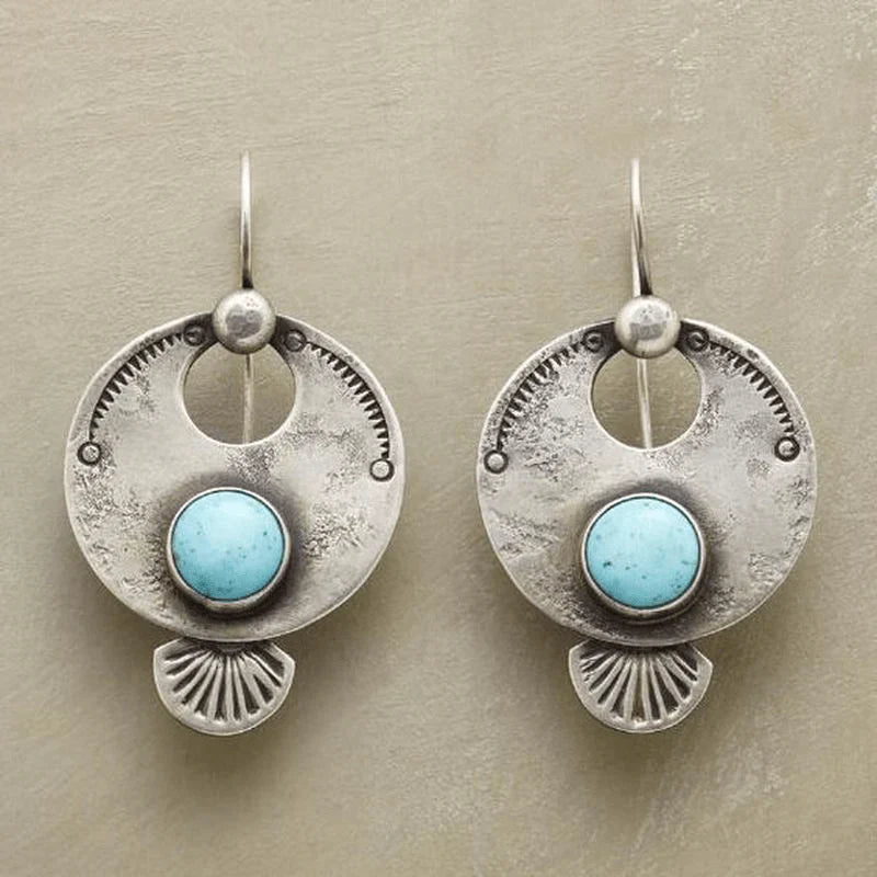 Blue Silver Shell Earrings