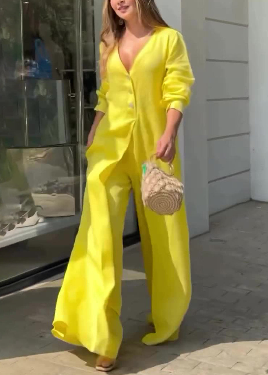 Yellow Comfortable Long Sleeve Dress